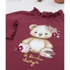 Camiseta burdeos de manga larga con oso para niña*Prenatal New