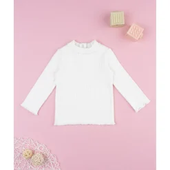 New Camiseta cuello alto canalé blanca niña Niña·Bebé Niña 3-36 Meses|Bebé Niña 3-36 Meses·Jerséis Y Cardigans