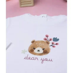 Camiseta cuello alto niña blanca con osito*Prenatal Hot