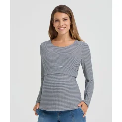 Clearance Camiseta de lactancia a rayas azul y blanco Premamá·Moda|Moda·Camisetas