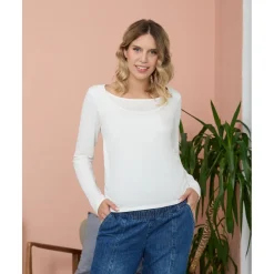 Sale Camiseta de lactancia blanca de jersey de algodón Moda·Camisetas|Premamá·Moda