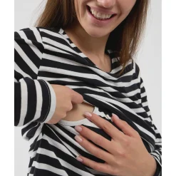 Camiseta de lactancia con estampado de rayas blanco/azul*Prenatal Outlet