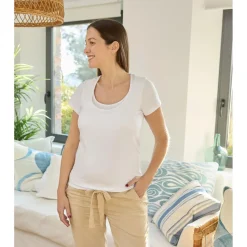 Camiseta de lactancia en algodón Blanco*Prenatal Sale