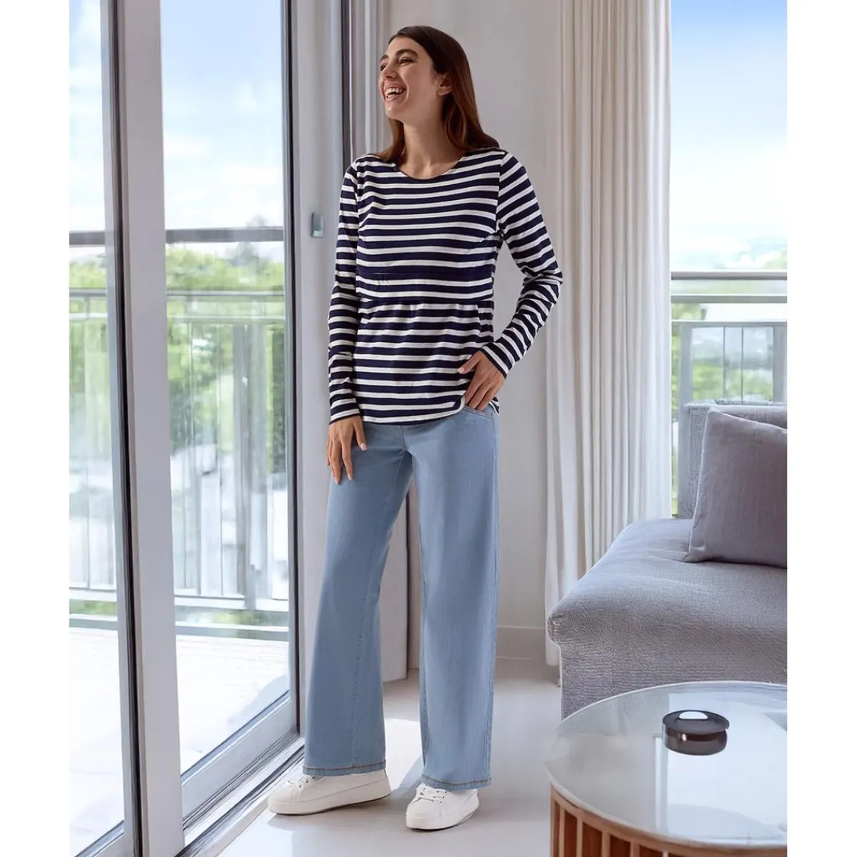 New Camiseta de lactancia estampada de rayas Moda·Camisetas|Premamá·Moda