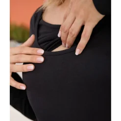 Camiseta de lactancia negra de jersey de algodón*Prenatal