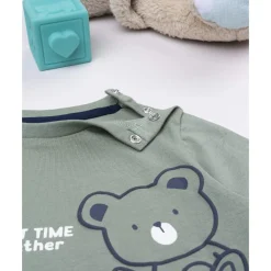 Camiseta de manga larga para niño verde con osito Niño·Bebé Niño 3-36 Meses|Bebé Niño 3-36 Meses·Camisas Y Camisetas