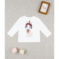 Camiseta de niña blanca Lady Unicorn*Prenatal Discount