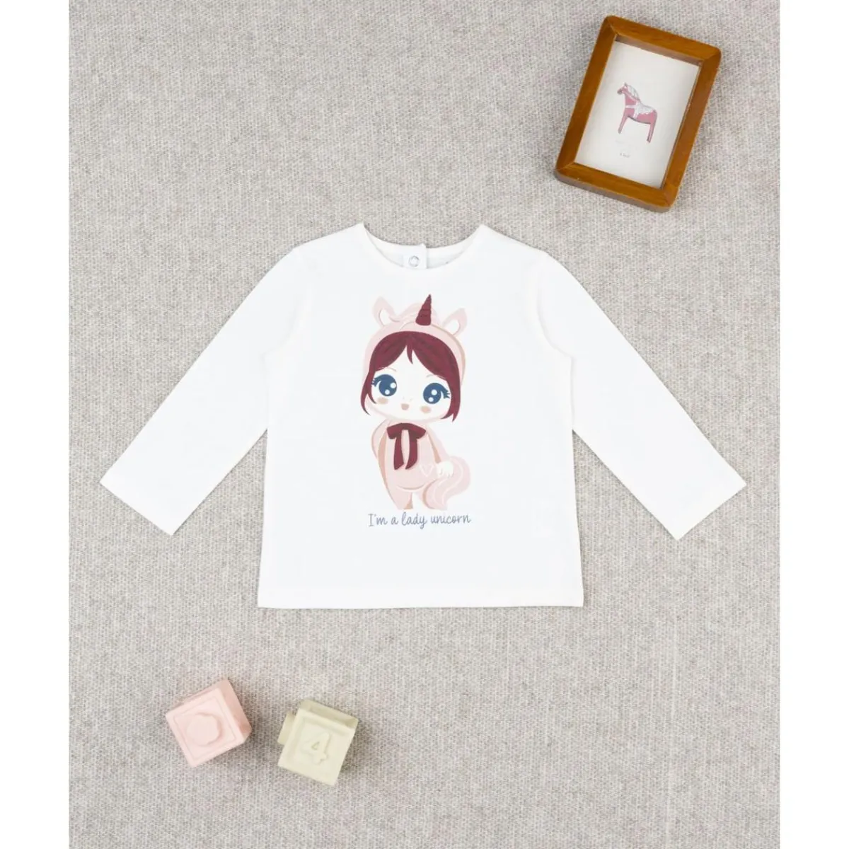 Camiseta de niña blanca Lady Unicorn*Prenatal Discount