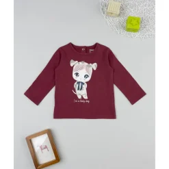 Camiseta de niña burdeos Lady Dog*Prenatal Hot
