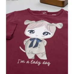 Camiseta de niña burdeos Lady Dog*Prenatal Hot