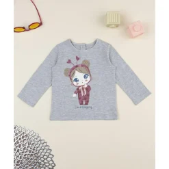 Camiseta de niña gris con estampado*Prenatal Discount