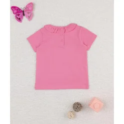 Online Camiseta de niña rosa con cuello Bebé Niña 3-36 Meses·Camisas Y Camisetas|Niña·Bebé Niña 3-36 Meses