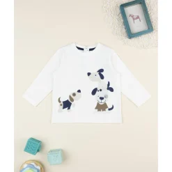 Camiseta de niño blanca con estampado de perritos*Prenatal Hot