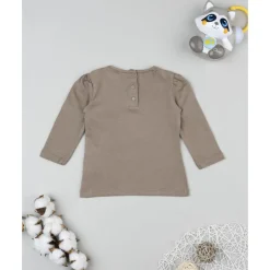 Camiseta marrón de manga larga para niña con estampado "Cute Bear"*Prenatal