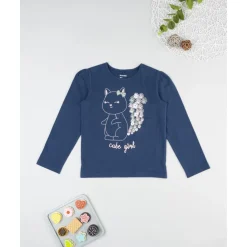 Online Camiseta niña azul con ardilla Niña 2-10 Años·Camisas Y Camisetas|Niña·Niña 2-10 Años