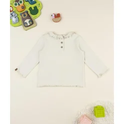 Camiseta niña color crema con bordado cuello*Prenatal Sale