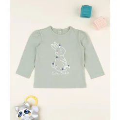Discount Camiseta niña verde con conejito Bebé Niña 3-36 Meses·Camisas Y Camisetas|Niña·Bebé Niña 3-36 Meses