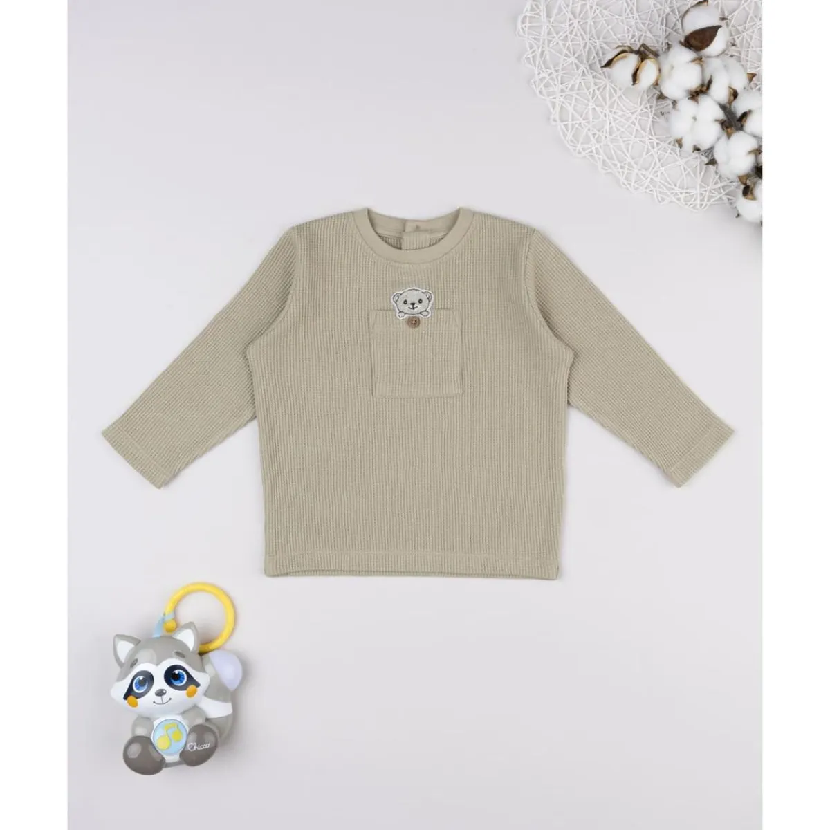 Sale Camiseta waffle marrón de manga larga para niño Niño·Bebé Niño 3-36 Meses|Bebé Niño 3-36 Meses·Camisas Y Camisetas