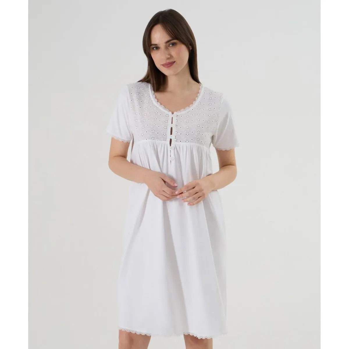 Discount Camisón blanco premamá y de lactancia con detalle Sangallo Premamá·Íntimo Y Noche|Íntimo Y Noche·Pijamas Y Camisones