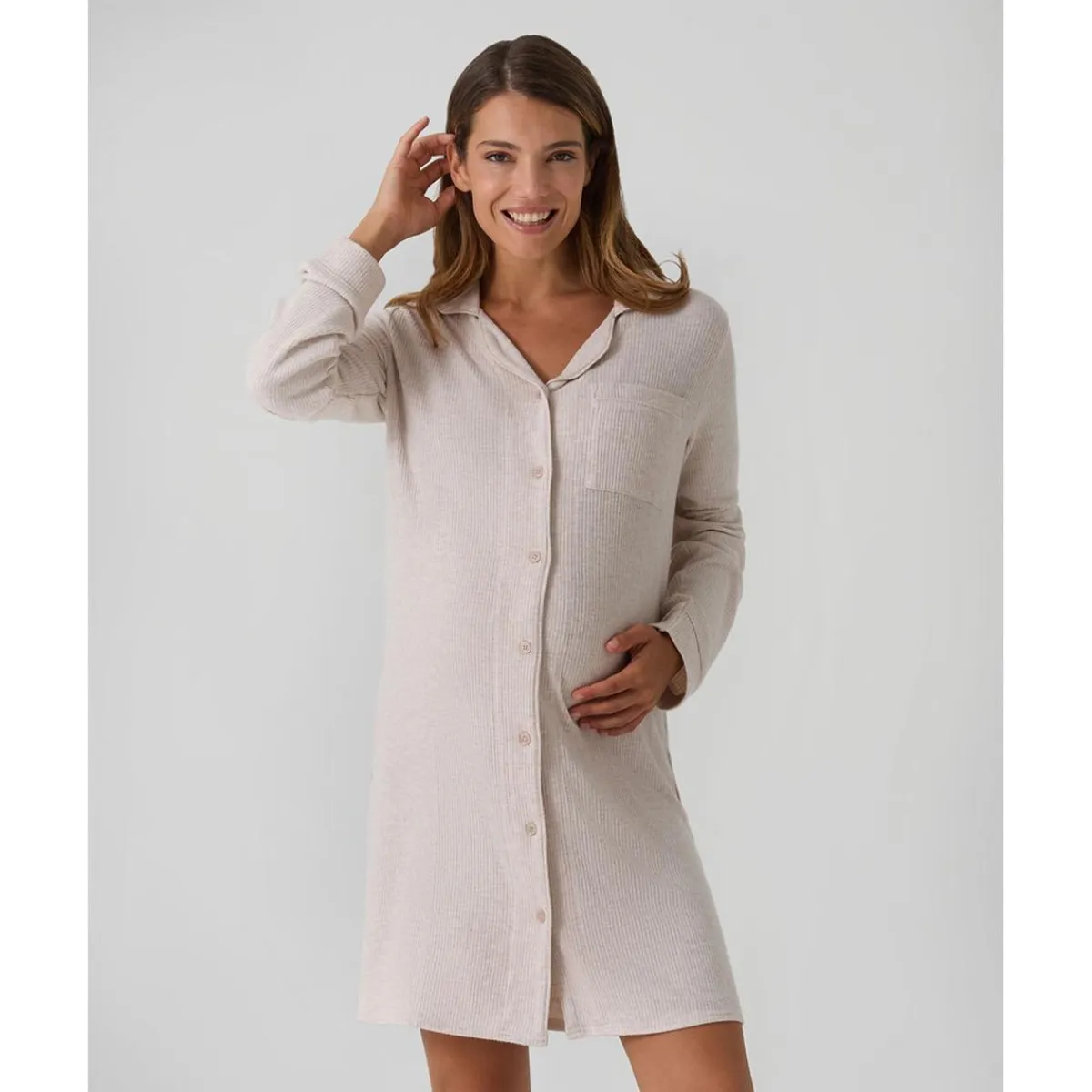 Clearance Camisón premamá beige efecto tricot Premamá·Íntimo Y Noche|Íntimo Y Noche·Pijamas Y Camisones