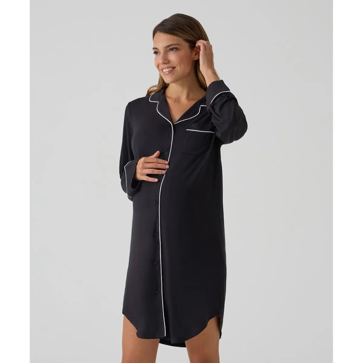 Sale Camisón premamá negro con detalles blancos Premamá·Íntimo Y Noche|Íntimo Y Noche·Pijamas Y Camisones