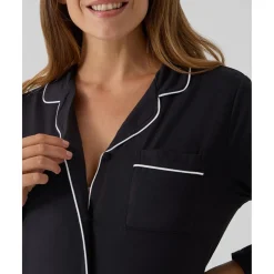 Sale Camisón premamá negro con detalles blancos Premamá·Íntimo Y Noche|Íntimo Y Noche·Pijamas Y Camisones