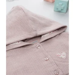 Cardigan con capucha niña rosa canalé*Prenatal Online