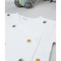 Cardigan tricot blanco para bebé niña con bordados florales*Prenatal New