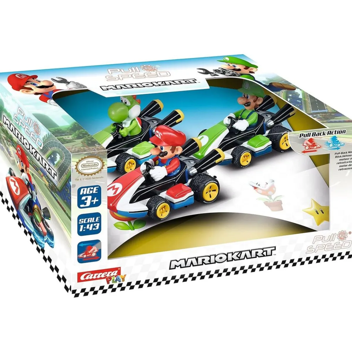 - Conjunto de 3 vehículos Nintendo Kart 8 (Mario, Luigi y Yoshi)*CARRERA Clearance