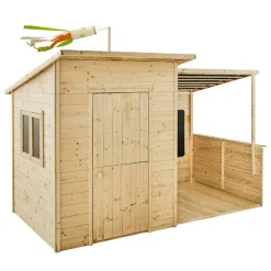 Casa infantil de madera con terraza cubierta San Diego*SOULET Outlet