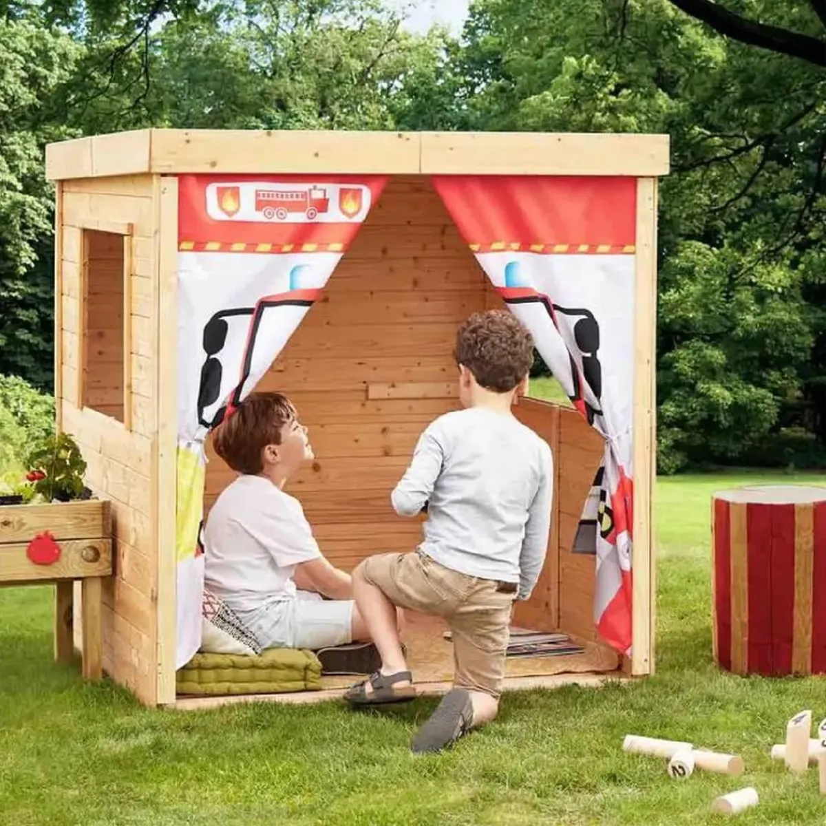 New Casita infantil de madera Bombero Casas