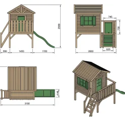 Casita Visby elevada 90 cm Verde*MASGAMES Hot