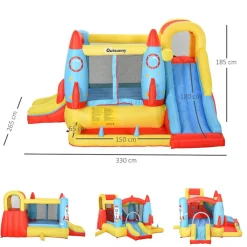 Castillo Hinchable Cohete con piscina, 2 toboganes, minimuro de escalada y cama de salto 330 cm*OUTSUNNY Discount