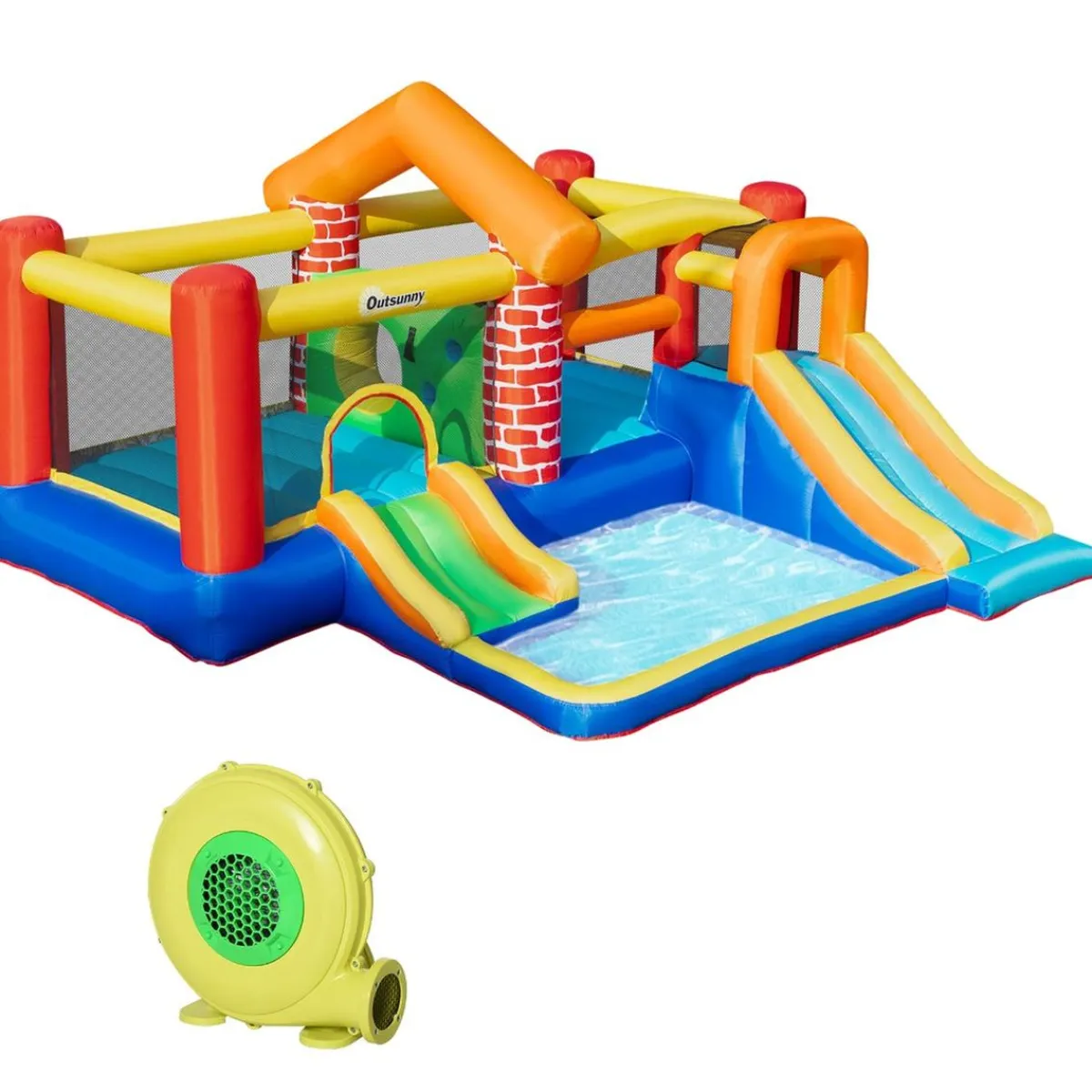 Castillo Hinchable con 2 toboganes y 2 camas de salto 380 cm*OUTSUNNY Sale