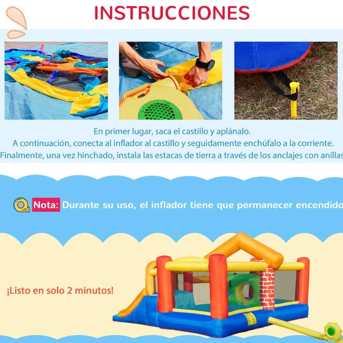 Castillo Hinchable con 2 toboganes y 2 camas de salto 380 cm*OUTSUNNY Sale