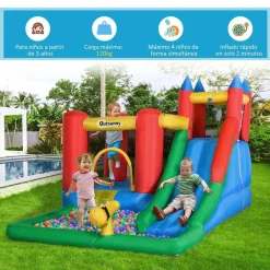Castillo Hinchable con piscina, tobogán, muro de escalada y cama de salto 330 cm*OUTSUNNY Sale