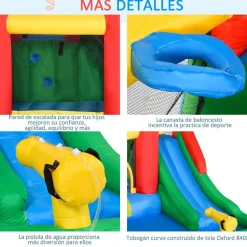 Castillo Hinchable con piscina, tobogán, muro de escalada y cama de salto 330 cm*OUTSUNNY Sale