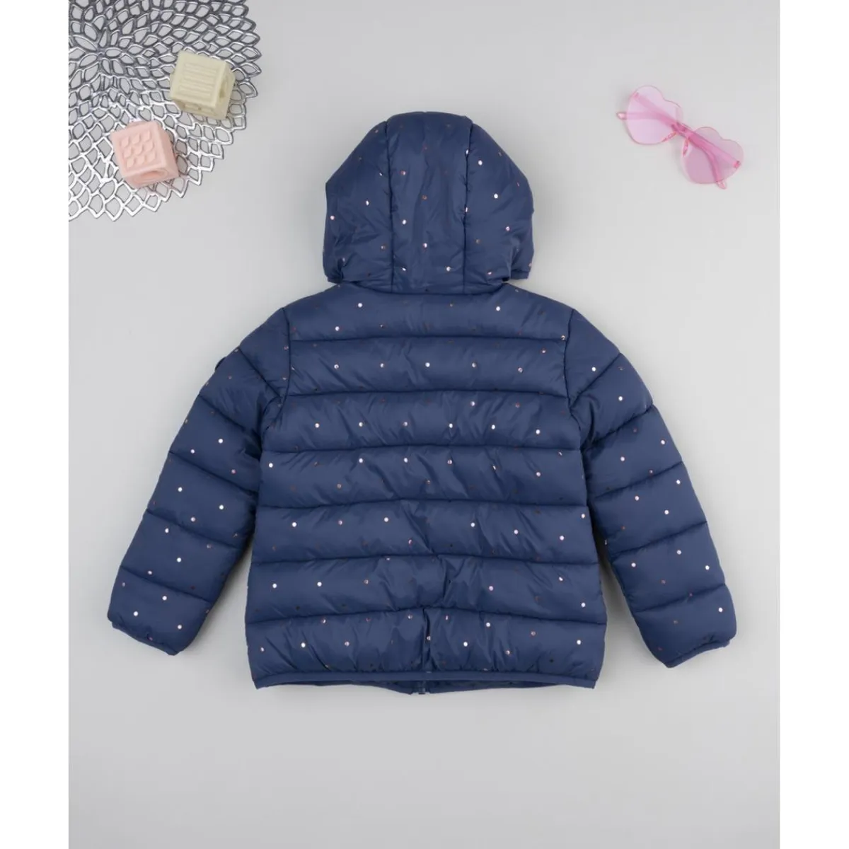 Cazadora niña azul marino con corazones allover*Prenatal Clearance