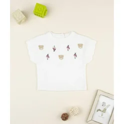 Chaleco de niña blanco bordado*Prenatal Sale