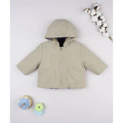 Chaqueta reversible beige con capucha para niño*Prenatal Outlet