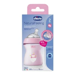 - Biberón Natural Feeling 250ml Rosa 2m+*CHICCO New