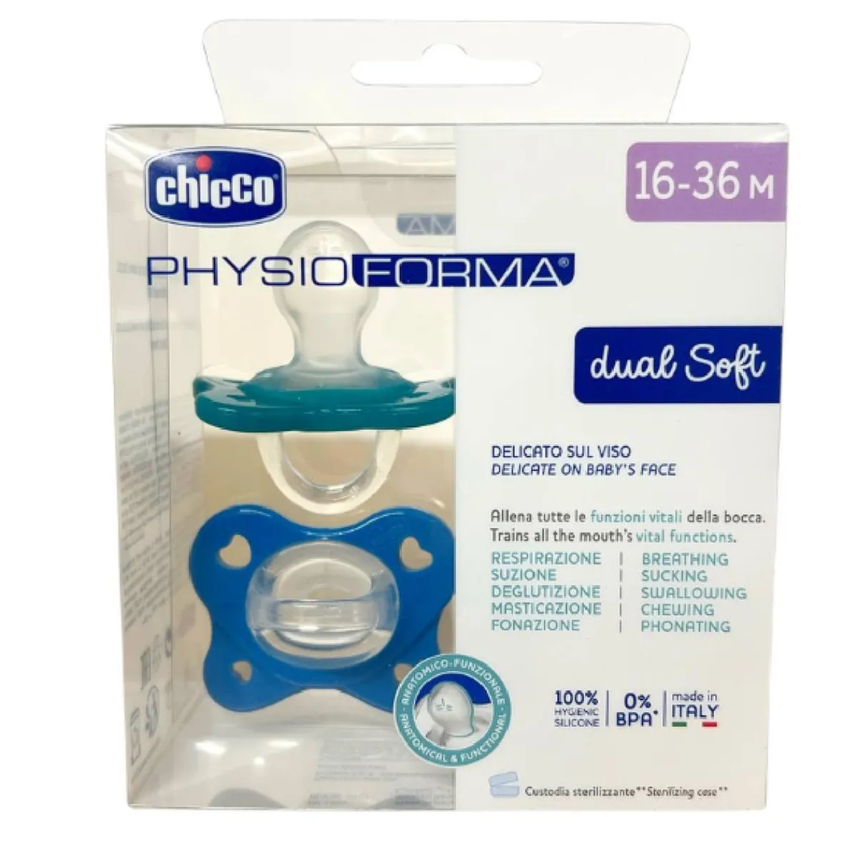 - Pack 2 Chupetes Physio Dual Soft 16-36M - Azul Biberones Y Chupetes·Chupetes