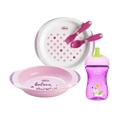 - Set de comida rosa + 12 meses*CHICCO Discount