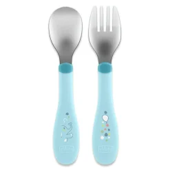- Set de Cubiertos Acero Inoxidable 18M - Azul*CHICCO Hot