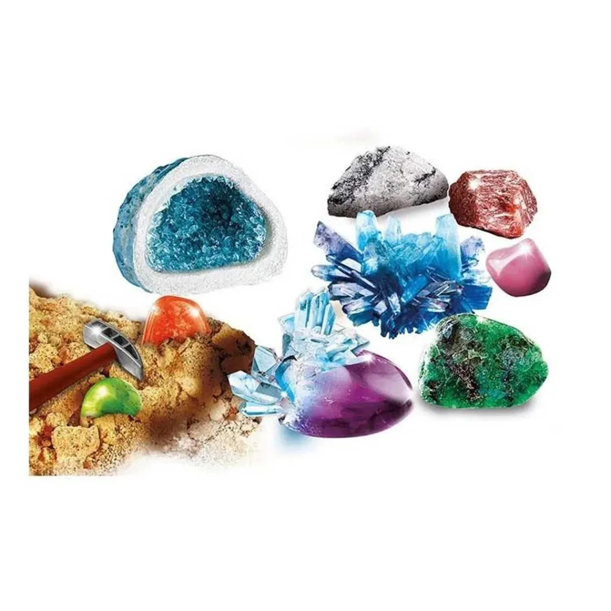 - Juego educativo de ciencia: Minerales y geodas multicolor, tamaño mediano*CLEMENTONI