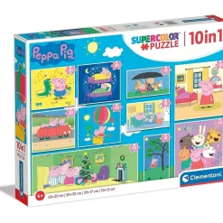 Best - Peppa Pig - Puzzle Infantil Multicolor 10 en 1, de distinto tamaño para montar progresivamente ㅤ Juegos Y Puzzles