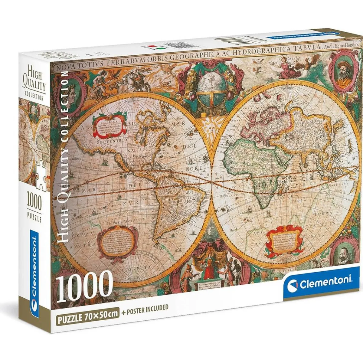 - Puzzle de 1000 piezas con Mapa antiguo, fabricado en Italia ㅤ*CLEMENTONI Outlet