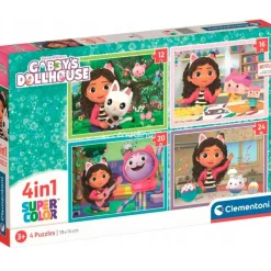 - Puzzle infantil 4 en 1: Casa de Muñecas de Gabby, 12-24 piezas, tamaño único ㅤ*CLEMENTONI Online