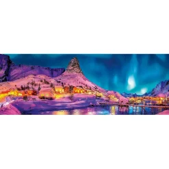 Clearance - Puzzle panorámico de 1000 piezas, Noche colorida en las Islas Lofoten ㅤ Juegos Y Puzzles