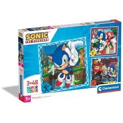 New - Puzzle Sonic Supercolor 3x48 Piezas ㅤ Juegos Y Puzzles